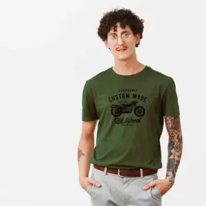 camiseta manga corta hombre verde kaki