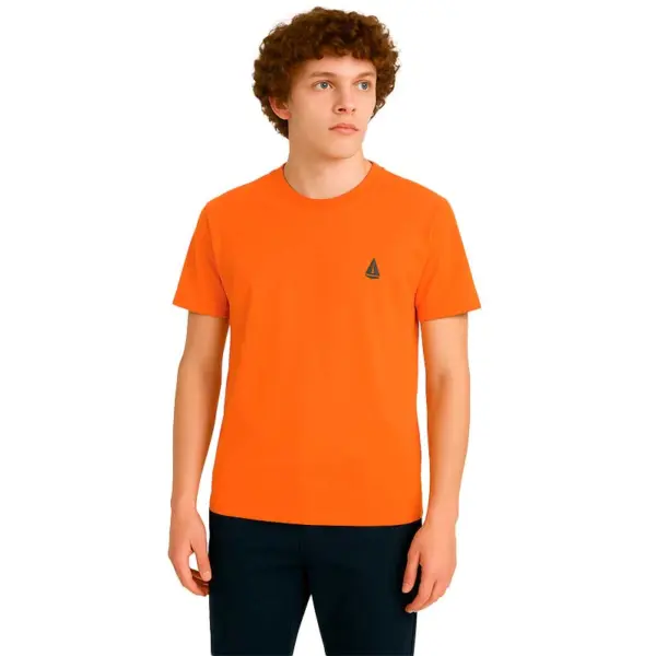 camiseta naranja manga corta hombre