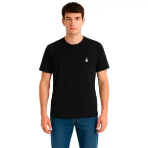 camiseta basica negra hombre manga corta