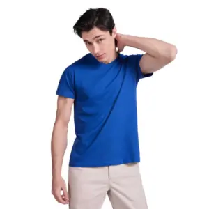 camiseta manga corta azul algodon