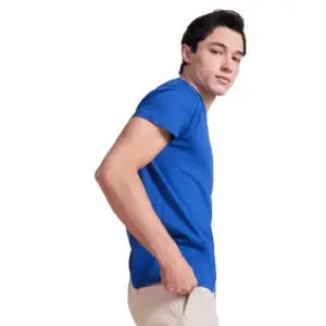 camiseta azul manga corta algodon