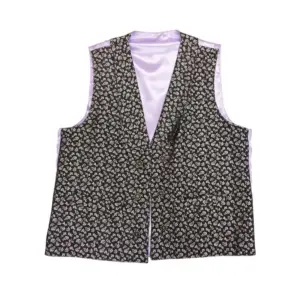 Chaleco Huertano Brocado Lila Con Negro