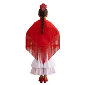 Mantón Flamenco De Flecos Para Niña. 120x45 cm. Disponible Varios Colores